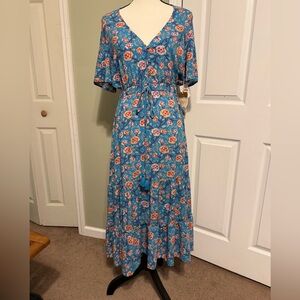 Sunday Mi Amor Floral Blue Maxi Dress